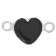 Distanziatore a cuore 15x8 mm - Placcatura in argento - Onice nero x1|raw }}