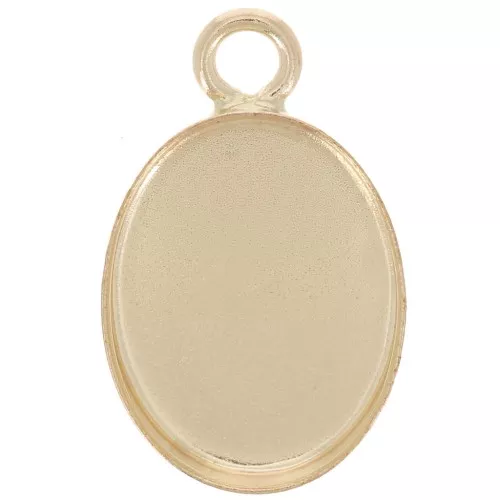 Pendente ovale per cabochon con base piatta 10x8 mm -gold filled x1