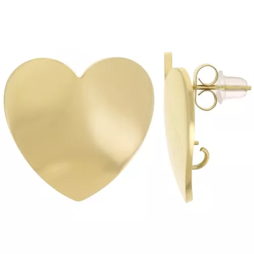 Orecchini a cuore 21 mm - anello aperto - Acciaio inossidabile 316L dorato x2