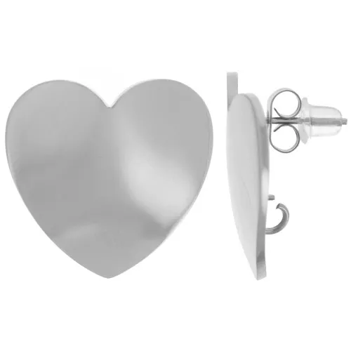 Orecchini a cuore 21 mm - anello aperto - acciaio inossidabile 316L x2