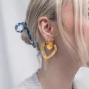 Orecchini a cuore 21 mm - anello aperto - acciaio inossidabile 316L x2