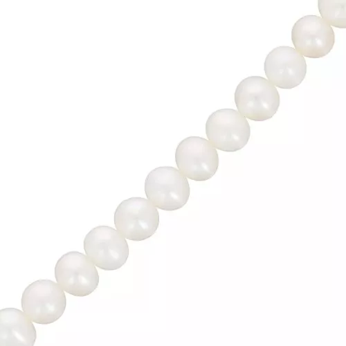 Perle ovali irregolari barocche d'acqua dolce 6x5 mm - Grado AAA Bianco x40cm