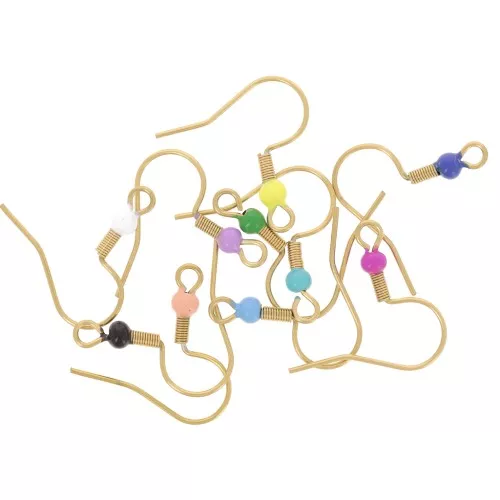 Ganci per orecchie, sfera da 19 mm, resina epossidica, acciaio inox 304L, oro - multicolore x20