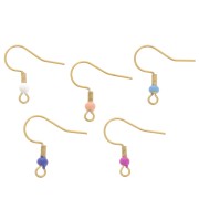 Ganci per orecchie, sfera da 19 mm, resina epossidica, acciaio inox 304L, oro - multicolore x20