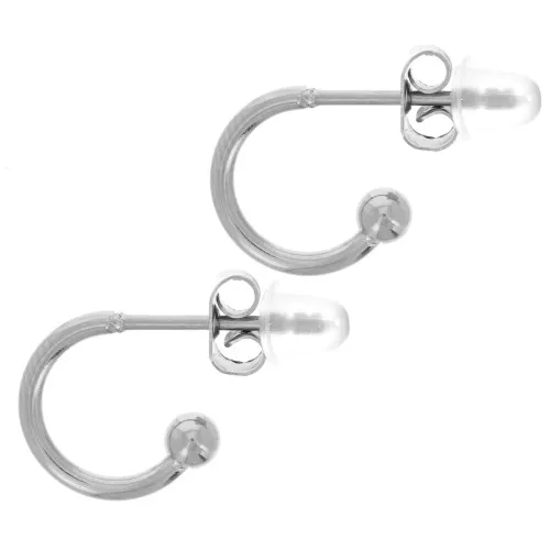 Orecchini a cerchio aperto con pallina - 10 mm - acciaio inossidabile 304L x2