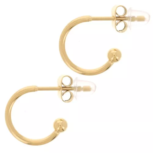 Orecchini a cerchio aperti con pallina - 12 mm Acciaio inossidabile 304L dorato x2