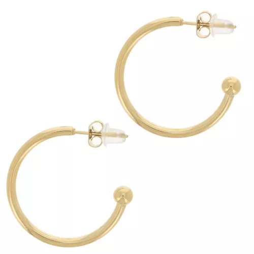 Orecchini a cerchio aperti con pallina - 24 mm Acciaio inossidabile 304L dorato x2