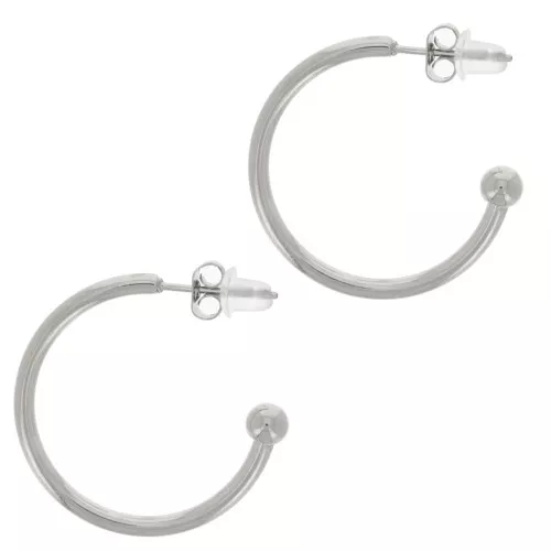 Orecchini a cerchio aperto con pallina - 24 mm - Acciaio inossidabile 304L x2