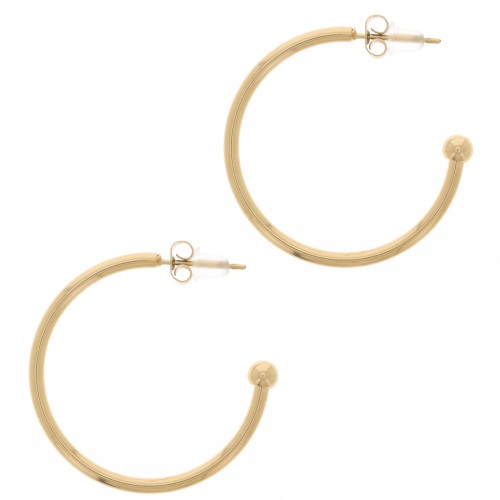 Orecchini a cerchio aperti con pallina - 30 mm Acciaio inossidabile 304L dorato x2