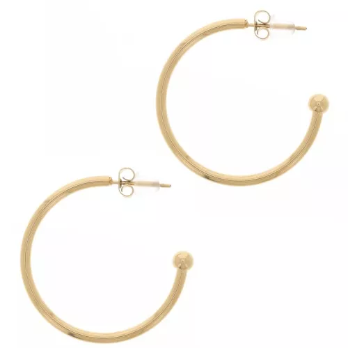 Orecchini a cerchio aperti con pallina - 30 mm Acciaio inossidabile 304L dorato x2