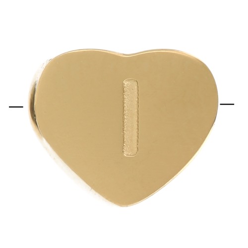 Perla lettera alfabetica cuore 6x7 mm - I - Acciaio inossidabile 316L dorato x1