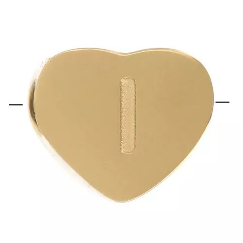 Perla lettera alfabetica cuore 6x7 mm - I - Acciaio inossidabile 316L dorato x1