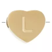 Perla lettera alfabetica cuore 6x7 mm - L - Acciaio inossidabile 316L dorato x1