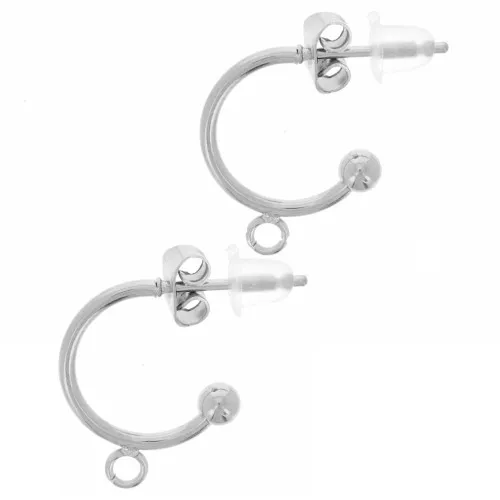 Orecchini con anello aperto - sfera piccola - 12 mm acciaio inox 304L x2
