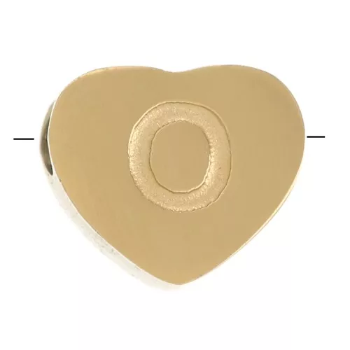 Perla lettera alfabetica cuore 6x7 mm - O - Acciaio inossidabile 316L dorato x1