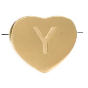 Perla lettera alfabetica cuore 6x7mm - Y - Acciaio inossidabile 316L dorato x1