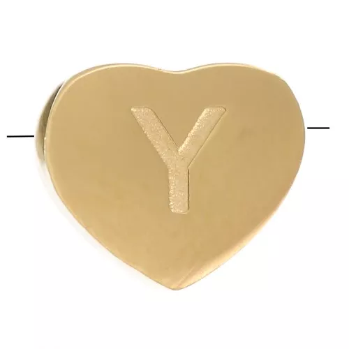 Perla lettera alfabetica cuore 6x7mm - Y - Acciaio inossidabile 316L dorato x1