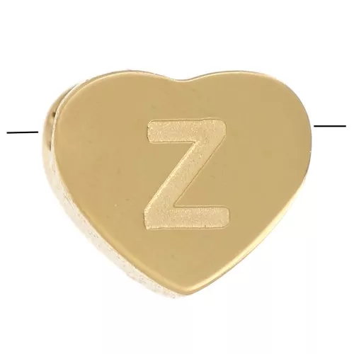 Perla lettera alfabetica cuore 6x7 mm -Z-Acciaio inossidabile 316L dorato x1
