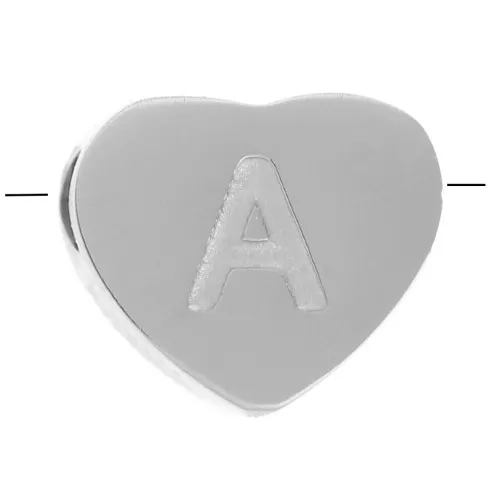 Perla lettera alfabetica cuore 6x7 mm - A - Acciaio inossidabile 316L x1