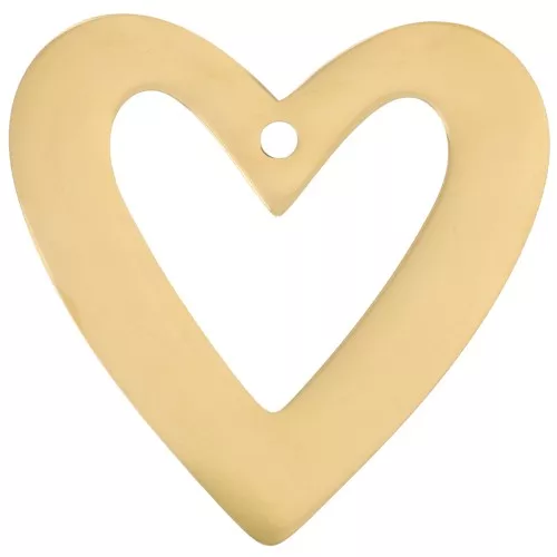 Pendenti cuore scavato 37x38 mm - Acciaio inossidabile 316L dorato x2