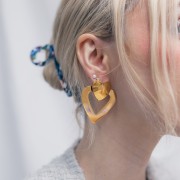 Pendenti cuore scavato 37x38 mm - Acciaio inossidabile 316L dorato x2