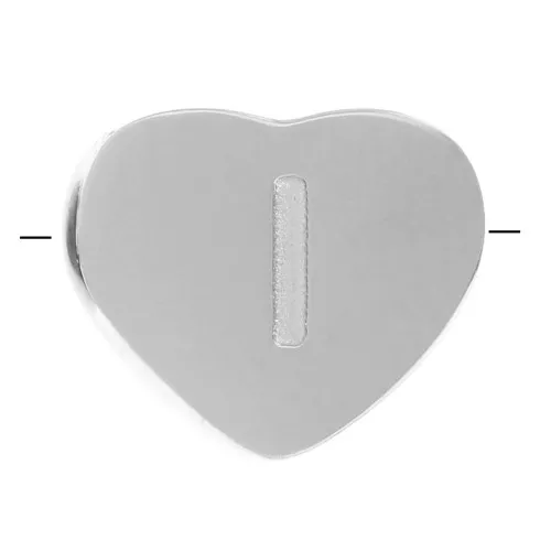Perla lettera alfabetica cuore 6x7 mm - I - Acciaio inossidabile 316L x1