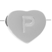 Perla lettera alfabetica cuore 6x7 mm - P - Acciaio inossidabile 316L x1