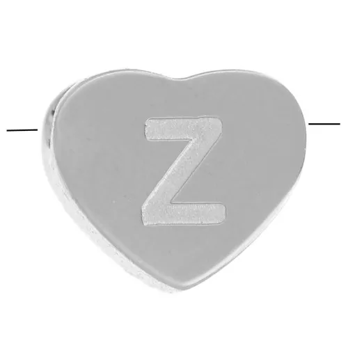 Perla lettera alfabetica cuore 6x7mm - Z - Acciaio inossidabile 316L x1