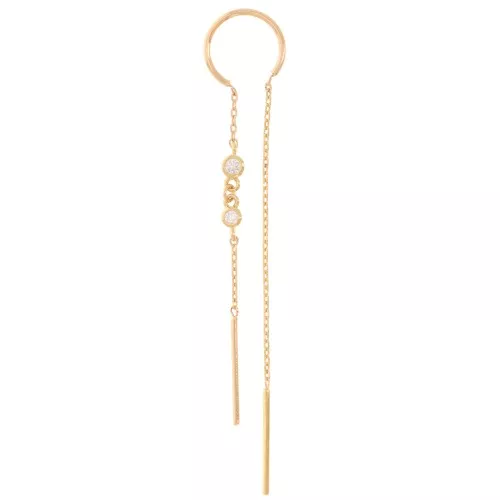 Orecchino a goccia a 2 fori - 61 mm con CZ - placcato oro 3 micron x1