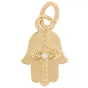 Pendente mano Fatma 15x10 mm con ossido di zirconio - Placcato oro 3 micron x1