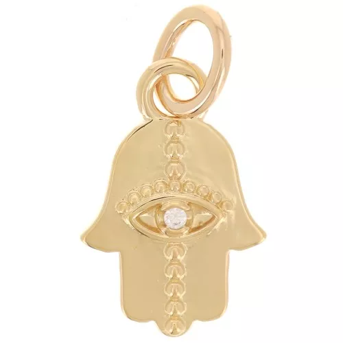 Pendente mano Fatma 15x10 mm con ossido di zirconio - Placcato oro 3 micron x1
