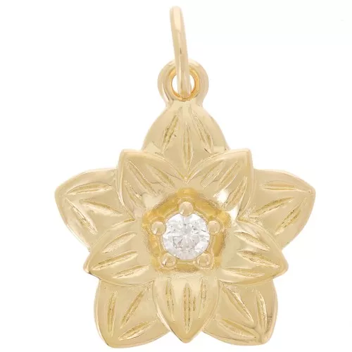 Pendente fiore 15x13 mm con ossido di zirconio - placcatura oro 3 micron x1