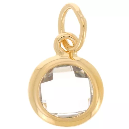 Pendente rotondo in ossido di zirconio 7,5mm -Placcato oro 3 micron - Cristallo x1