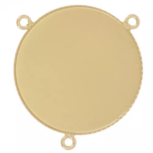 Distanziatore castone 3 anelli per cabochon base piatta 25 mm dorato x1
