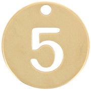 Ciondolo rotondo da 12 mm - numero 5 - acciaio inossidabile 304 dorato x1