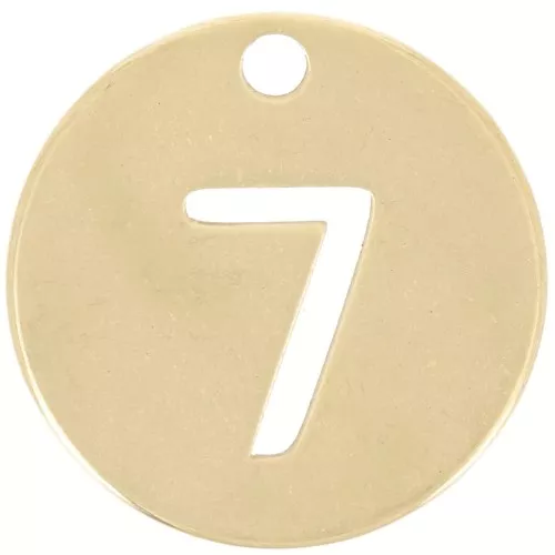 Ciondolo rotondo 12 mm - numero 7 - acciaio inossidabile 304 dorato x1