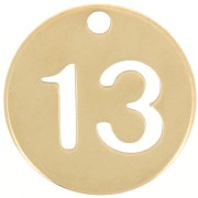 Ciondolo rotondo 12 mm - numero 13 - acciaio inossidabile 304 dorato x1