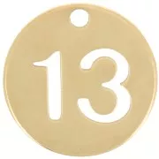 Ciondolo rotondo 12 mm - numero 13 - acciaio inossidabile 304 dorato x1