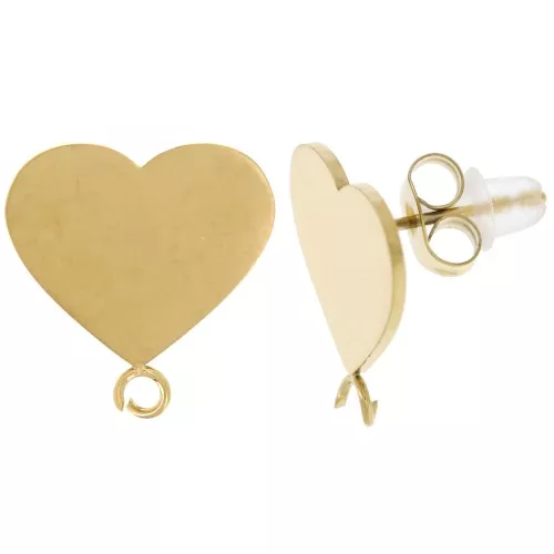 Orecchini a cuore 14,5x14 mm Acciaio inossidabile 316L dorato x2