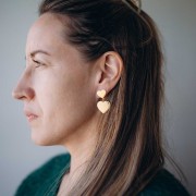 Orecchini a cuore 14,5x14 mm Acciaio inossidabile 316L dorato x2