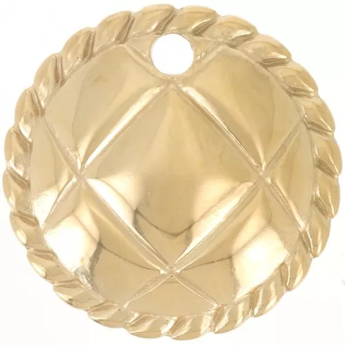 Pendente rotondo da 22 mm - effetto trapuntato acciaio inossidabile dorato 304L x1