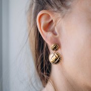 Pendente rotondo da 22 mm - effetto trapuntato acciaio inossidabile dorato 304L x1