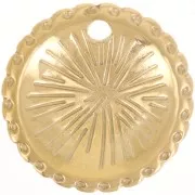 Pendente rotondo da 22 mm - effetto trapuntato acciaio inossidabile dorato 304L x1