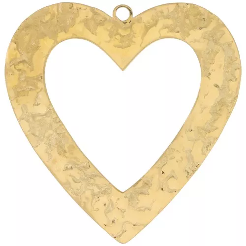 Pendenti cuore cavo martellato 35x34 mm Acciaio inossidabile 316L dorato x2