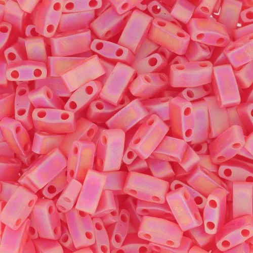 Perline Miyuki Half Tila 5x2.3x1.9mm HTL-140FR -Transparent Red Orange AB Mat x10g