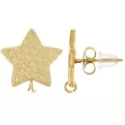 Orecchini a stella martellata 14 mm - Acciaio inossidabile 304L dorato x2