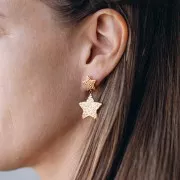 Orecchini a stella martellata 14 mm - Acciaio inossidabile 304L dorato x2