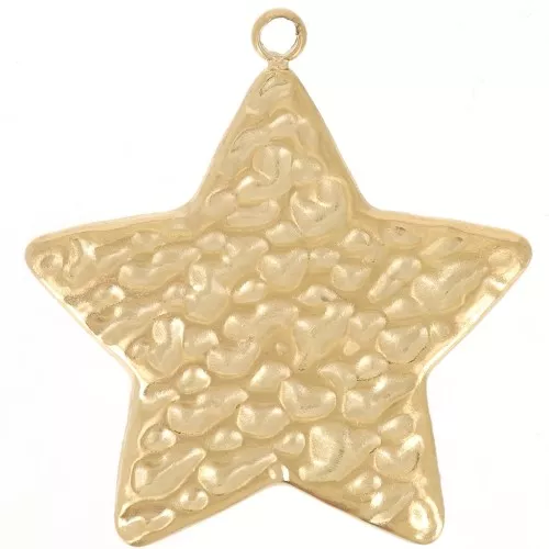 Pendente stella martellata 23x22 mm - Acciaio inossidabile 304L dorato x1