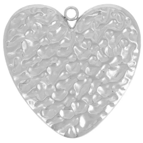 Pendente cuore martellato da 22 mm - Acciaio inossidabile 304L x1