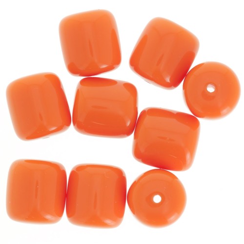 Perle tubolari opache in resina 12x11 mm - Arancione corallo x6